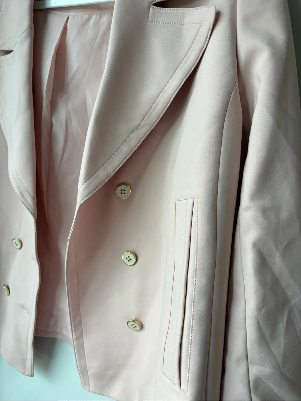 Tommy Hilfiger Blush Pink Double-Breasted Blazer Jacket - Picture 5 of 16